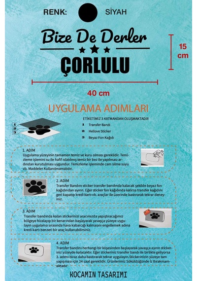 Tekirdağ Çorlu Klasik Siyah Sticker Tekirdağ Bize De Derler Çorlulu 40x15 Cm Oto Sticker 40 CM - Siyah