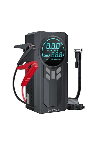 Kensa Taşınabilir Dijital Hava Kompresörü Jump Starter Powerbank Siyah