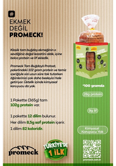 Yüksek Proteinli Tam Buğdaylı Protost Ekmek 365 Gr