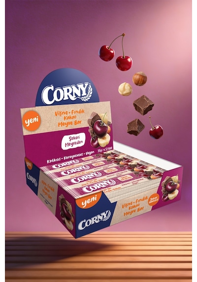 Corny Vişne Fındık Kakao Meyve Bar 35gr X - 12 Adet