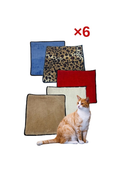 6 Adet Yumuşak Dokulu Peluş Kedi Halısı 40x40 Cm Kulübe İçi Pofuduk Minder