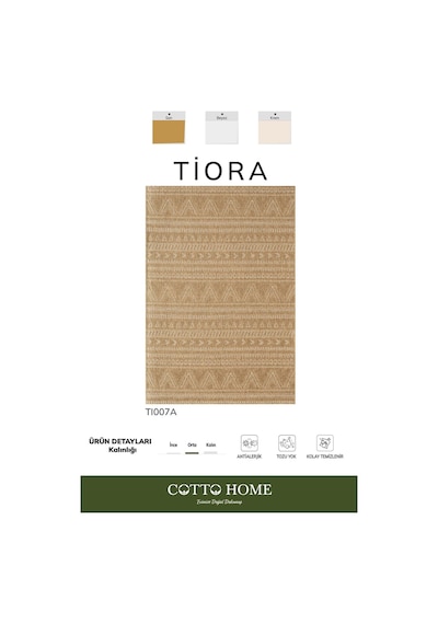 Tiora Tı007a Bej Jüt Halı Naturel Sisal Örme Hasır Modern Yıkanabilir Dayanıklı Tozu Yok