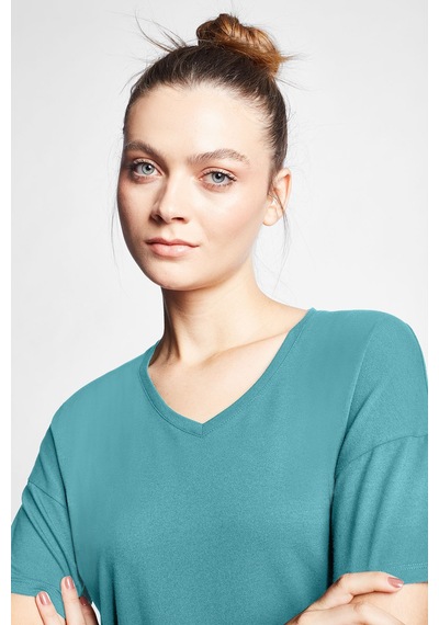 Lescon Kadın Kısa Kollu T-shirt 24s-2215-24b. Yeşil