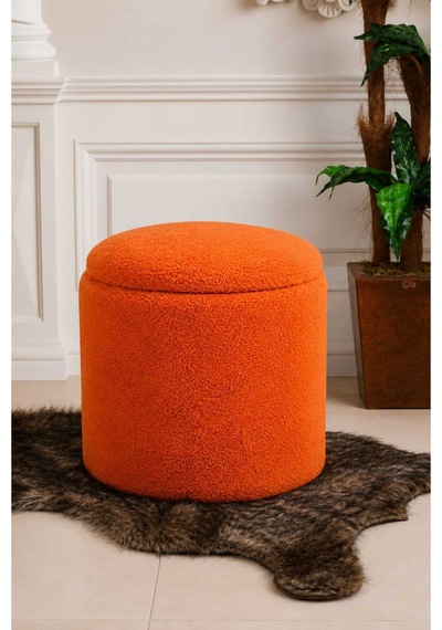 Pufly Peluş Çok Amaçlı Dekoratif Puf Koltuk Dekoratif Puf Puf Kapaklı Turuncu Turuncu 3