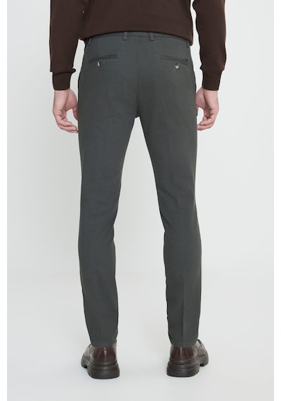 AC&Co / Altınyıldız Classics Erkek Yesıl Slim Fit Dar Kesim Pamuklu Esnek Armürlü Yan Cep Pantolon - Yesıl Yeşil