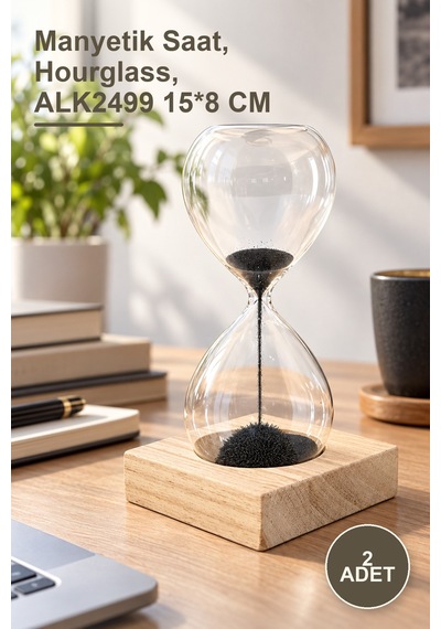 2 Adet Mıknatıslı Kum Saati Manyetik Saat, Hourglass, Alk2499 15 8 Cm Diğer