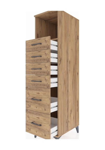 Kronos Dolap Tek Raflı 6 Çekmeceli 44x59x182 Çam-çam Çam