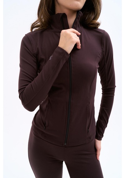 Normal People Mıla - Fermuarlı Spor Ceket /şeftali Dokulu Peach Skin Kumaş Kahve