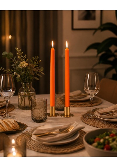 2'li Şamdan Turuncu Mum Seti 25 Cm Dekoratif İnce Şamdan Mum, Kokusuz Parafin Wax,%100 Pamuk Fitil, El Döküm, U Çok Renkli 2'li Şamdan Turuncu Mum Seti 25 Cm Dekoratif İnce Şamdan Mum, Kokusuz Parafin Wax,%100 Pamuk Fitil, El Döküm, U Çok Renkli