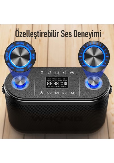 W-kıng H10 Bluetooth Hoparlör, 240w Karaoke Makinesi Boombox, 24 Saate Varan Çalma Süresi, Rec/mikro