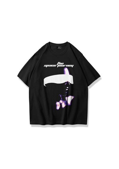 Flood Of Style Unisex Space Journey Tshirt Siyah
