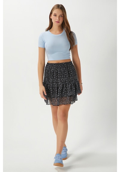 Ritnice Kadın Deal Lux Touch Yumuşak Doku Crop Mavi Bluz