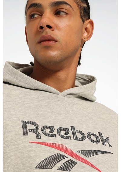 Reebok New Id Reg Hoodıe Gri Erkek Sweatshirt Gri-lacı-kırmızı