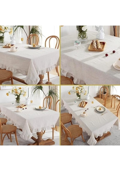 Naturel Vintage Fırfırlı Masa Örtüsü / Koltuk Örtüsü