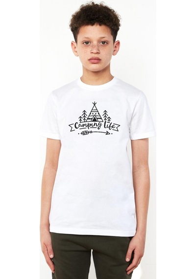 Tshirthane Camping Life Beyaz Çocuk Bisikletyaka Tshirt 001