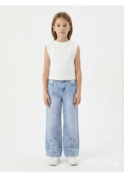 Xo Kids Kız Çocuk 3lü Alt Üst Kombin Takmı 5-13 Yaş Set0480 Mavi