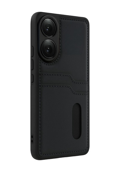 Newface - 706 - Oppo A38 Sara Kartvizitli Deri Kılıf - Kmrsfres - - Siyah Sıyah