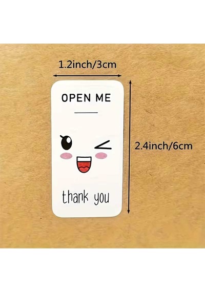 Store 100 Adet Gülen Yüzlü Thank You Etiketi - Hediye, Kargo, Paketleme Stickerı Çok Renkli