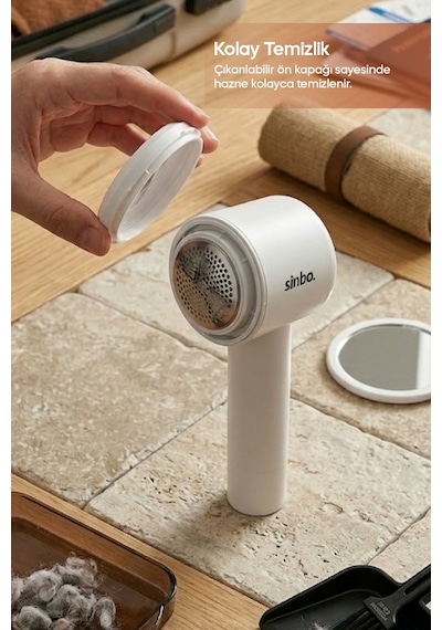 Sinbo Ss-4076 Şarjlı Tiftik Temizleyici Beyaz 6 Paslanmaz Çelik Bıçaklı, Type-c Şarjlı, Yapışkanlı Roller Başlıklı Beyaz
