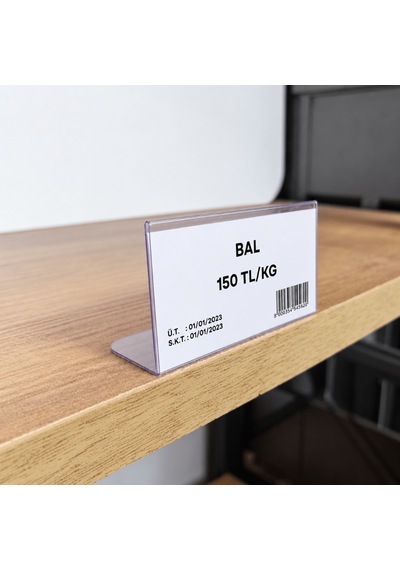 L Tipi Siperli Yapışkanlı Şeffaf Pvc Etiketlik 6x3cm 200lü Paket 200 Adet