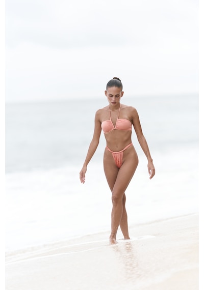 Mai Collection Mai Studios Co. Bunga Büzgü Detay Kalın Bantlı Somon Bikini Altı Somon