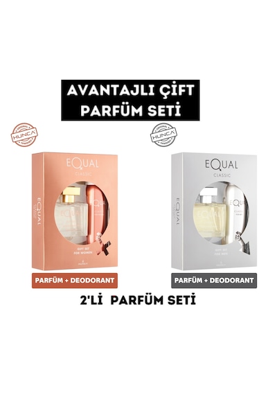 Classic Avantajlı Çift Parfüm Seti Parfüm 75 Ml K + 75 Ml E + 2 Adet Deodorant 150 Ml Fresh