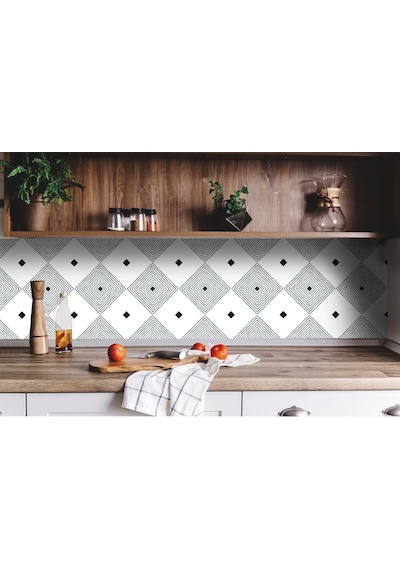 Kendinden Yapışkanlı Siyah Karo Desenli Pvc Karo 30x30 Cm 11 Adet 1m2