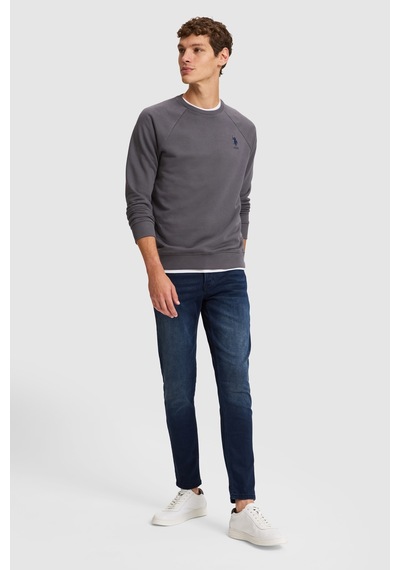 U.S. Polo Assn. Erkek Gri Bisiklet Yaka Regular Fit Basic Sweatshirt 50329441-vr024