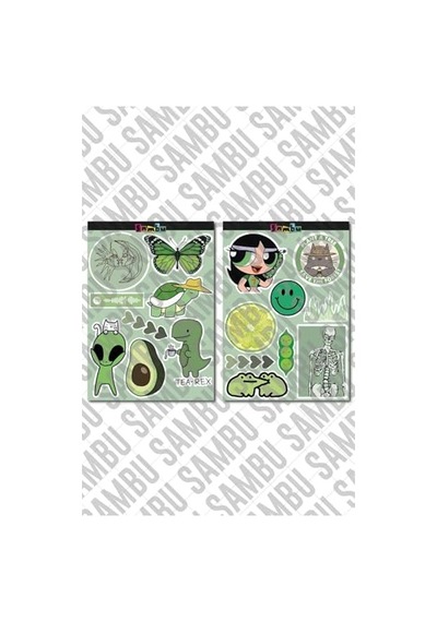 Green Aesthetic Temalı Sticker Etiket Seti 1 - Yeşil Sticker - Laptop Notebook Telefon Genel