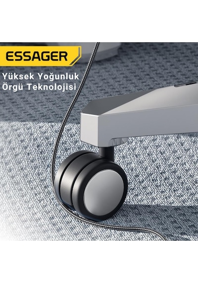 Essager 1 Metre Pd 100w Süper Hızlı Type C To Type C Şarj Data Kablosu, E-marker Çipli Akıllı Şarj Kablosu