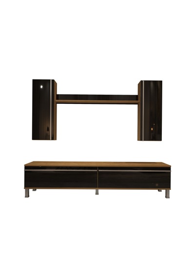Decoraktiv Eko 7 Mdf Std Krom Ayaklı Tv Ünitesi Tv Sehpası Pera - Siyah