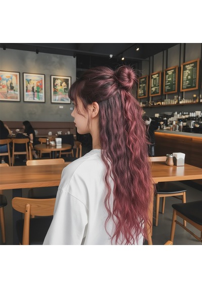 Fiber Sentetik Kabarık Dalgalı 8 Parça Çıt Çıt - Koyu Kızıl