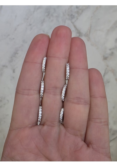 6'lı Zirkon Taşlı Gümüş Silver Renk Küpe Seti 1cm Gümüş