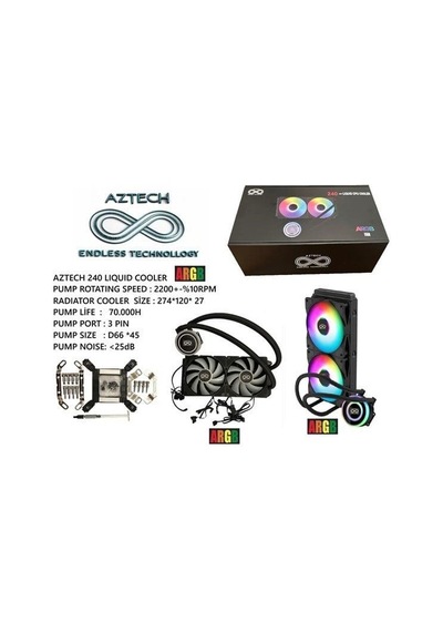 Aztech 240mm Lıquıd Coolıng Az240-1b Argb Sıvı Soğutmalı Am5-1851p İşlemci Fanı 31351122
