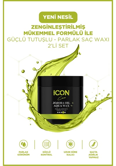 Iconcare Jojoba Oil Aqua Wax Güçlü Tutuş Parlak Görünüm Saç Waxı 2'li Set 150 Ml