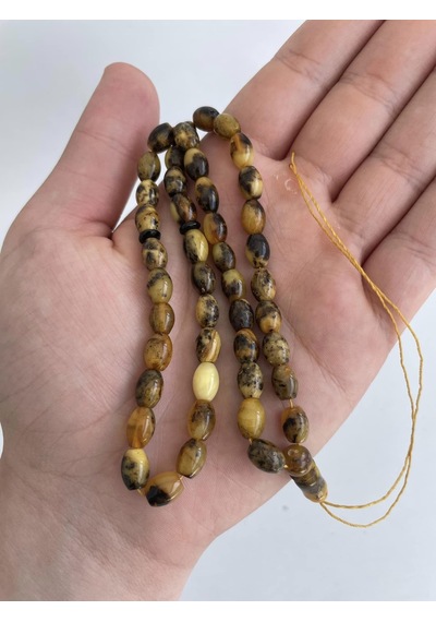Doğal Kaya Damla Kehribar Tesbih 45lik 9,1x6,6mm 11,20 Gram