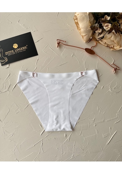 Lovely Kalp Aksesurlı Orijinal Lazer Kesim Dikişsiz İthal Külot/s Beyaz