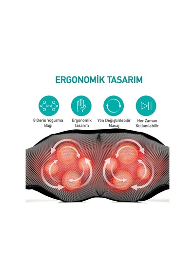 Ovmalı Isıtmalı Boyun Bel Sırt Omuz Masaj Yastığı Masaj Aleti Kol Dayamalı Titreşimli
