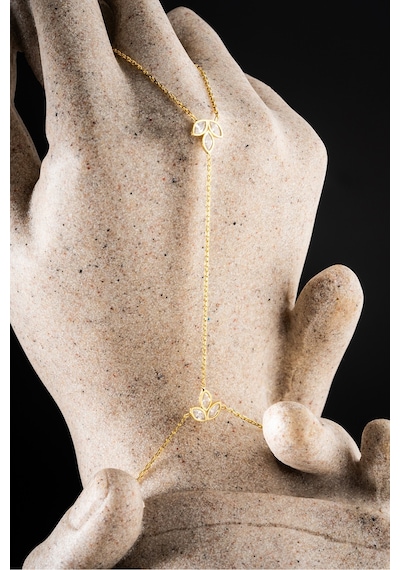 Nereze 925 Ayar Gümüş Gold Kaplama Lotus Çiçeği Şahmeran Bileklik