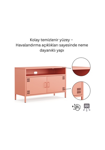 Pera Tv Ünitesi, Tv Dolabı,2 Kapaklı, Açık Raflı 100,50 X 40 X 64,50 Cm Ral 3022 Somon Pera Tv Ünitesi, Tv Dolabı,2 Kapaklı, Açık Raflı 100,50 X 40 X 64,50 Cm Ral 3022 Somon