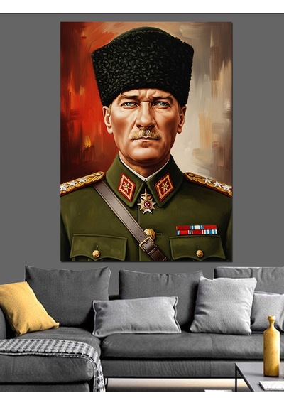 Ahşap Tablo Asker Üniformalı Mustafa Kemal Atatürk