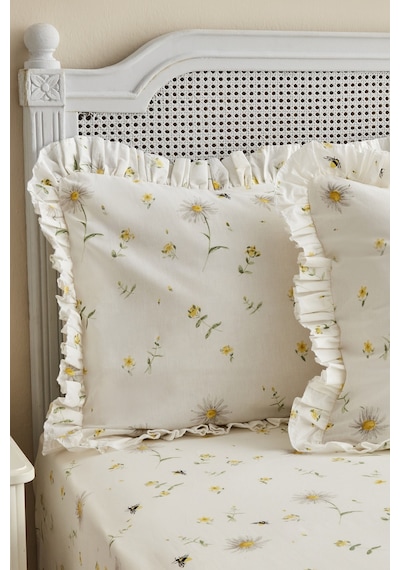 Karaca Home Emma %100 Pamuk Fırfırlı Çift Kişilik Çarşaf Takımı Sarı (PP)