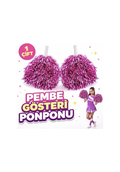 Emin 1 Çift 2 Adet Pembe Renk 23 Nisan 19 Mayıs 29 Ekim Okul Gösteri Ponponları Ekstra Dolgun Najmaddin "