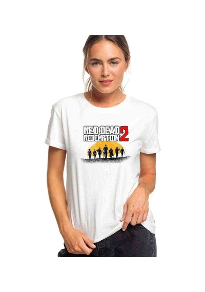 Red Dead Beyaz Logolu Baskılı Beyaz Kadın Tshirt