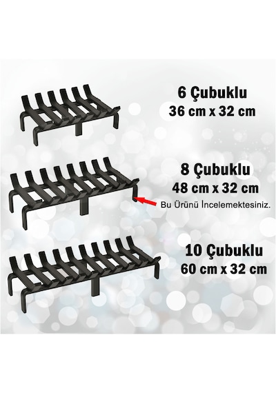 48 Cm X 32 Cm 8 Çubuklu Ekstra Şömine Izgarası Dar Gözlü Izgara