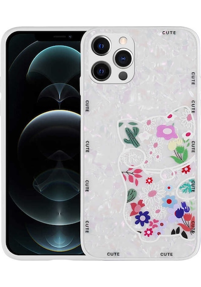 Apple Uyumlu iPhone 12 Pro Uyumlu Desenli Sert Silikon Zore Mumila Kılıf-white Cat White Cat -