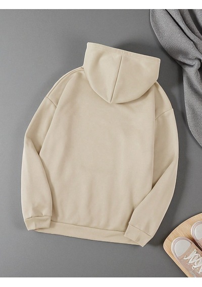 Uyguntarz Unisex Sirali Kalp Baskılı Oversize Sweatshirt Bej