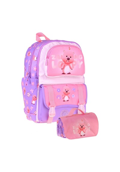 Kaukko Kids Loopy Lila - Pembe Kız Çocuk İlkokul Sırt Çantası Ve Kalem Çantası Seti - Setkk-l5303c Çok Renkli