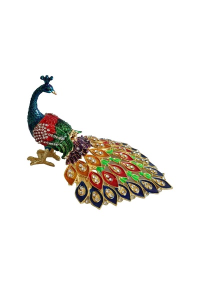 Kristal Taşlı Metal Tavus Kuşu Biblo Dekoratif Ve Şık Aksesuar Diğer