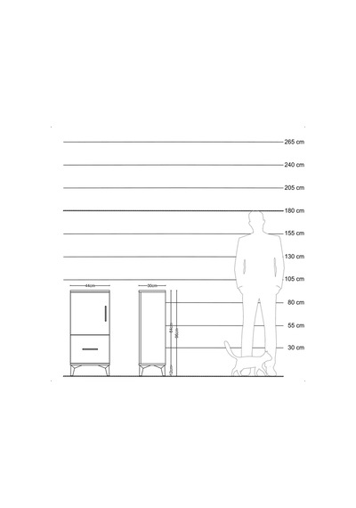 Arges Komodin 2 Raflı Tek Çekmeceli Tek Kapaklı 44x30x96 Antrasit-aytaşı Antrasit